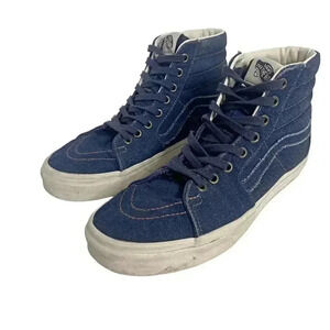 Vans Denim Sk8 Hi Dark Blue High Top Sneakers Skate Sneakers Women's Size 9.5